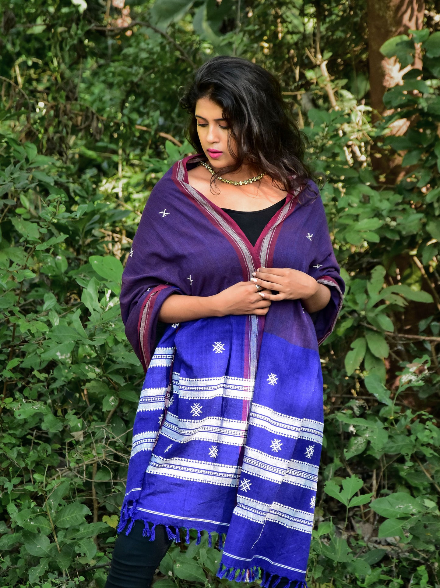 Purple Handwoven Kotpad Dupatta