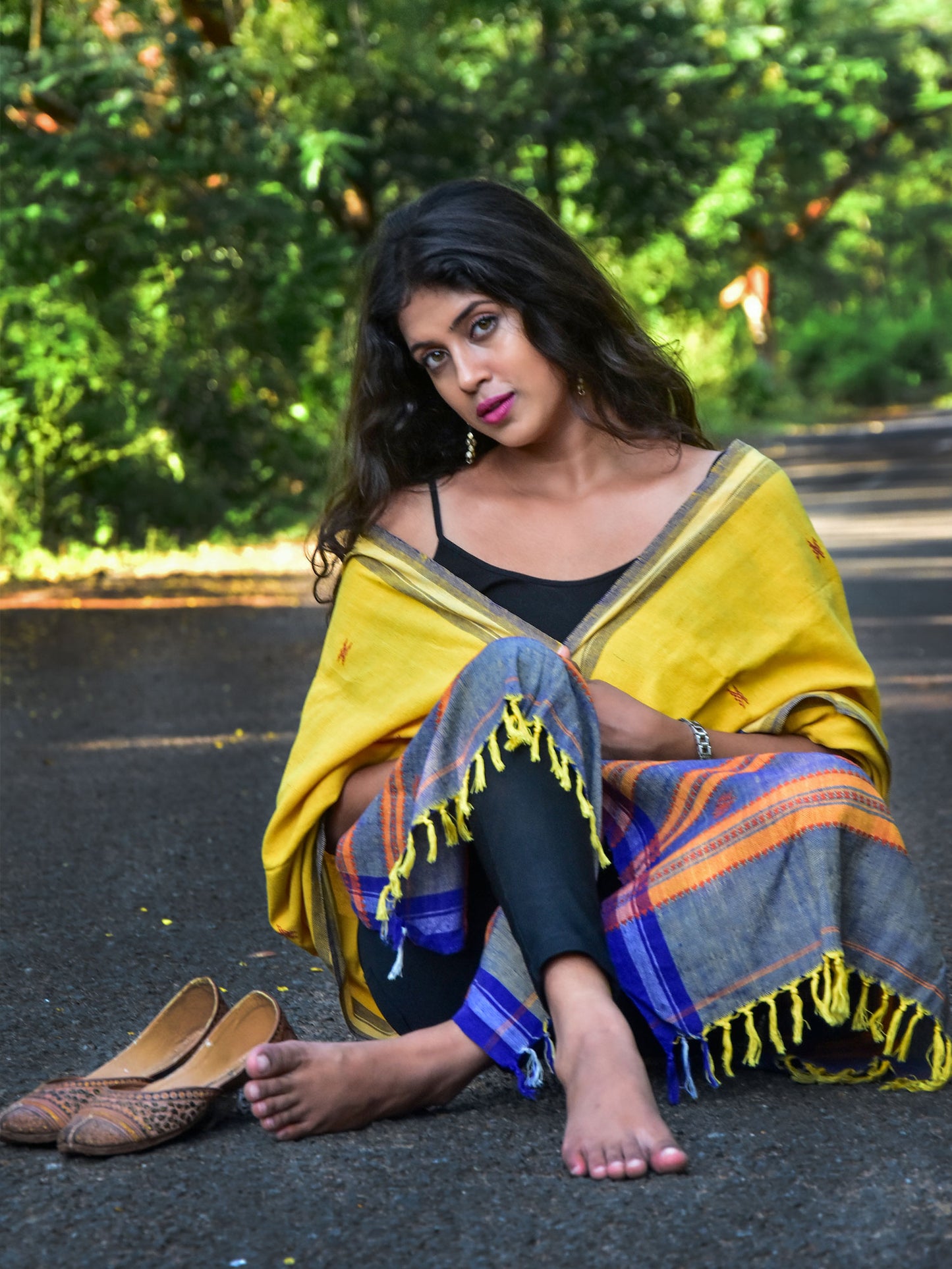 Yellow Handwoven Kotpad Dupatta