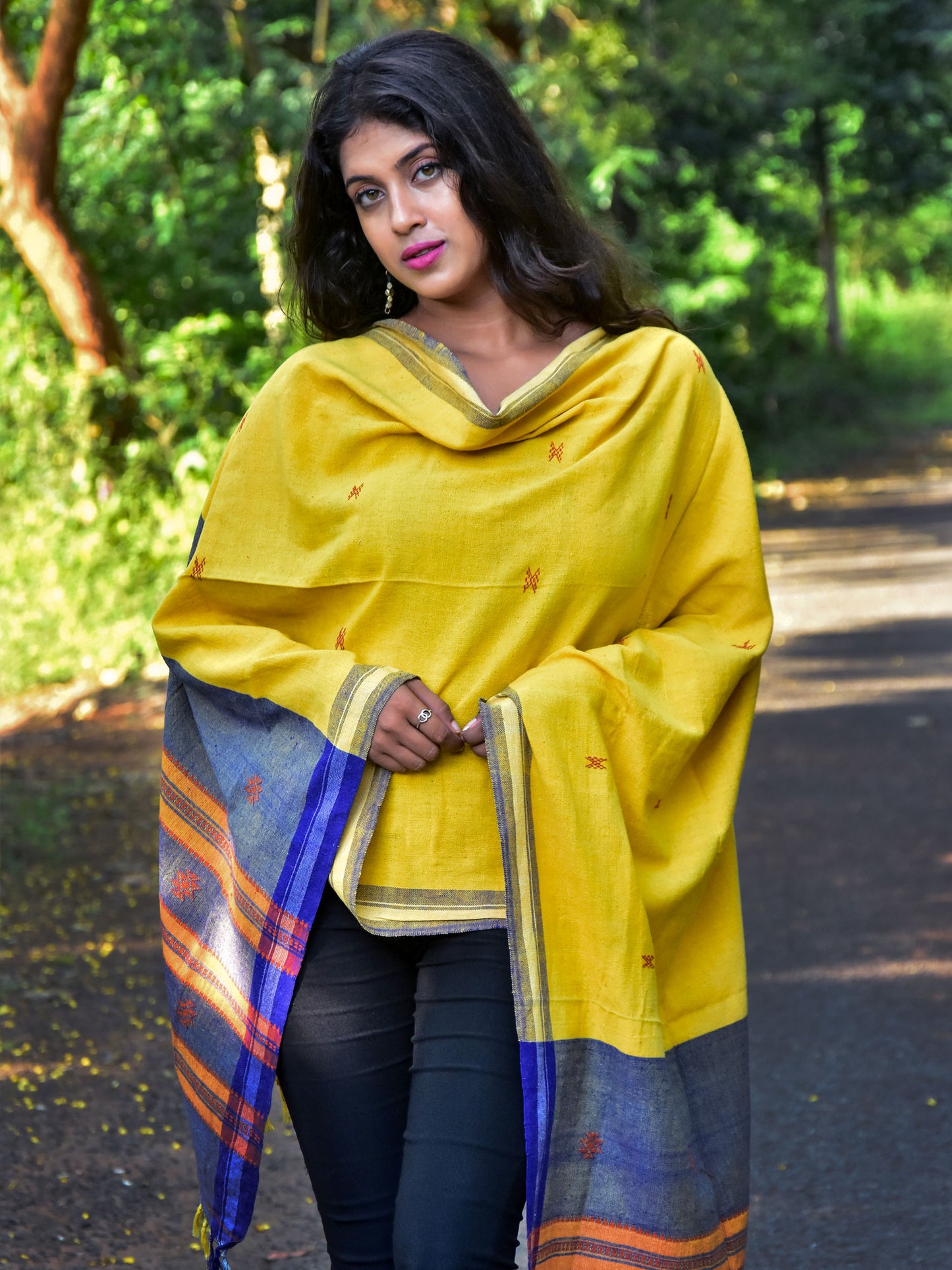 Yellow Handwoven Kotpad Dupatta