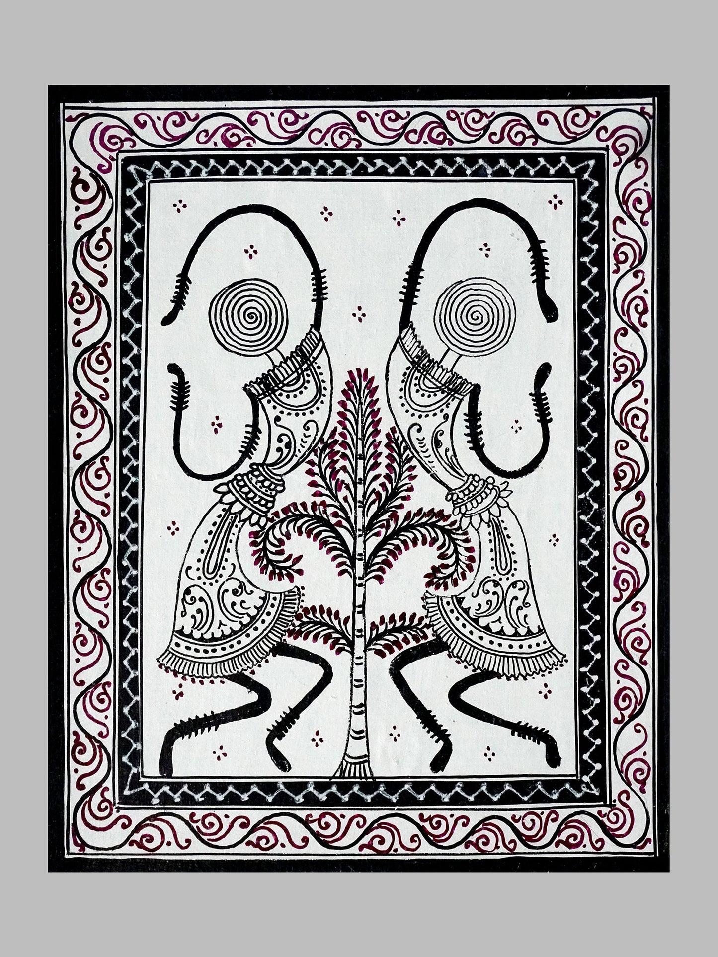 Saura Painting on Handmade Canvas (Dancing Pair)