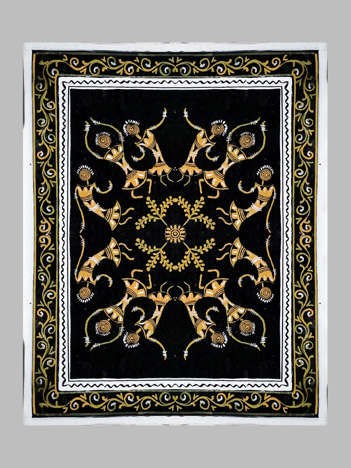 Saura Painting on Handmade Canvas (Tribal Dance)