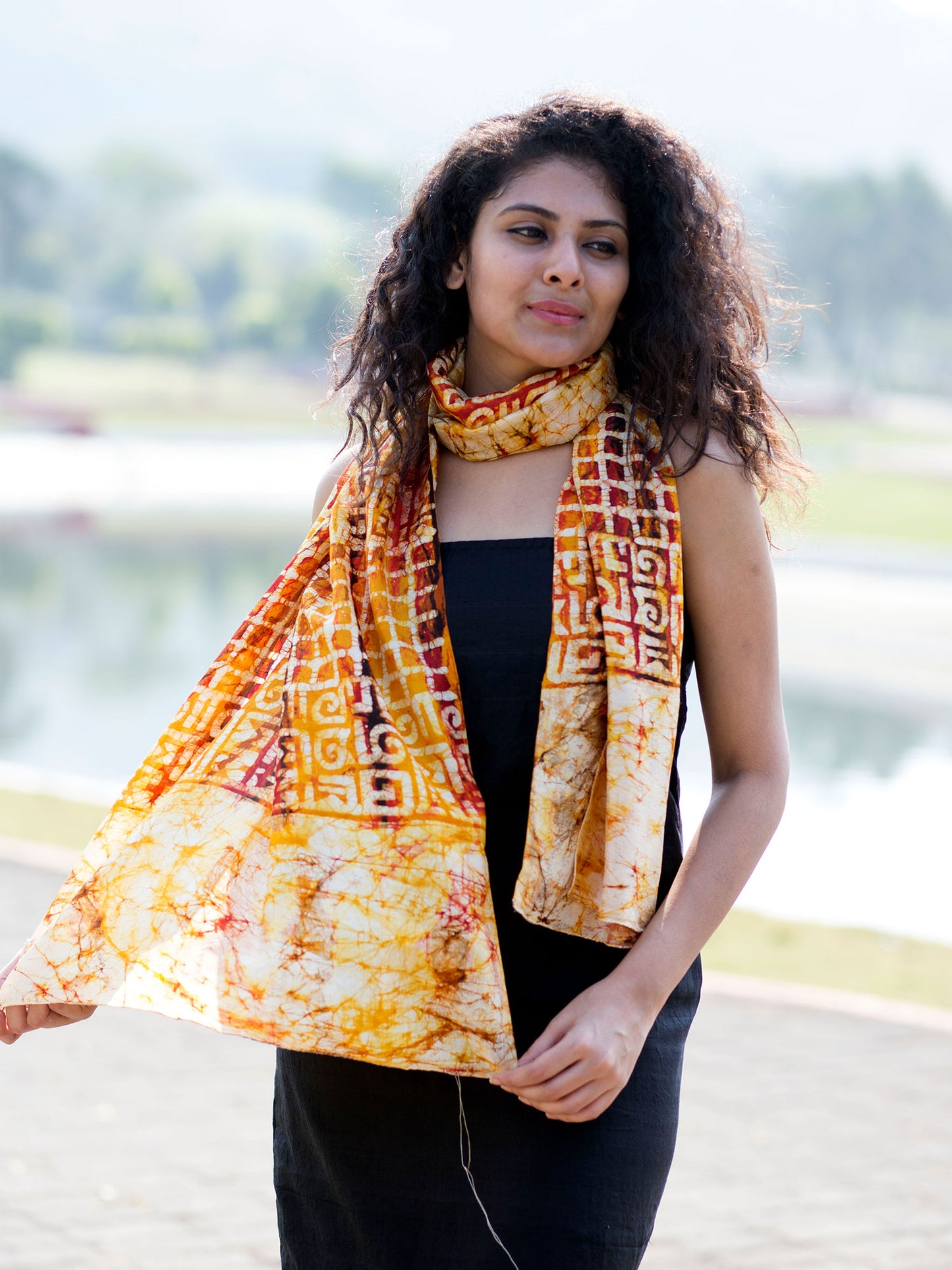 Orange Pure Silk Scarf