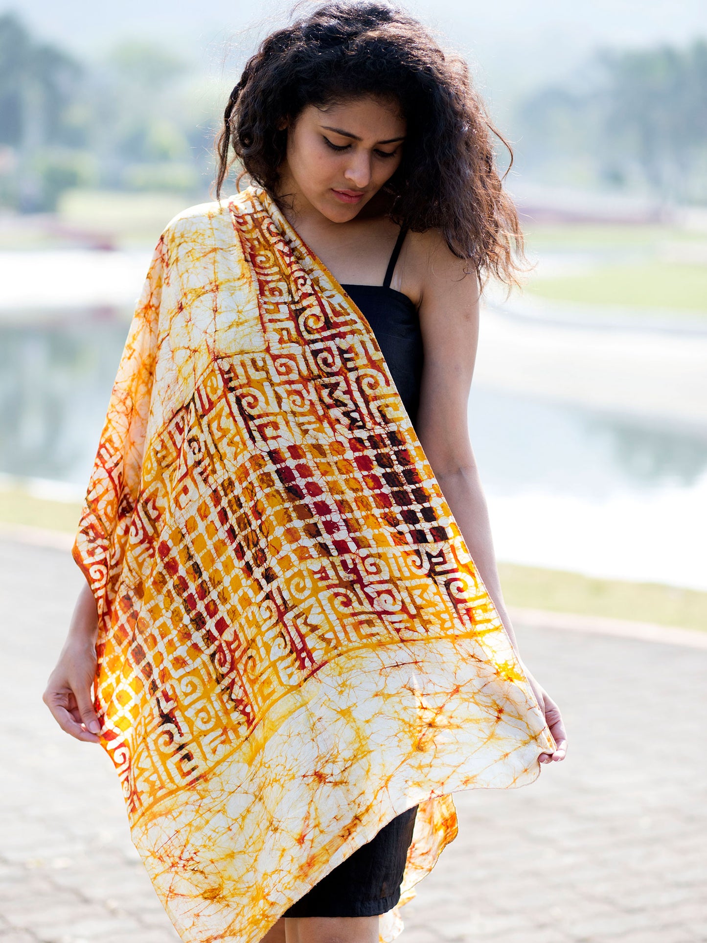 Orange Pure Silk Scarf