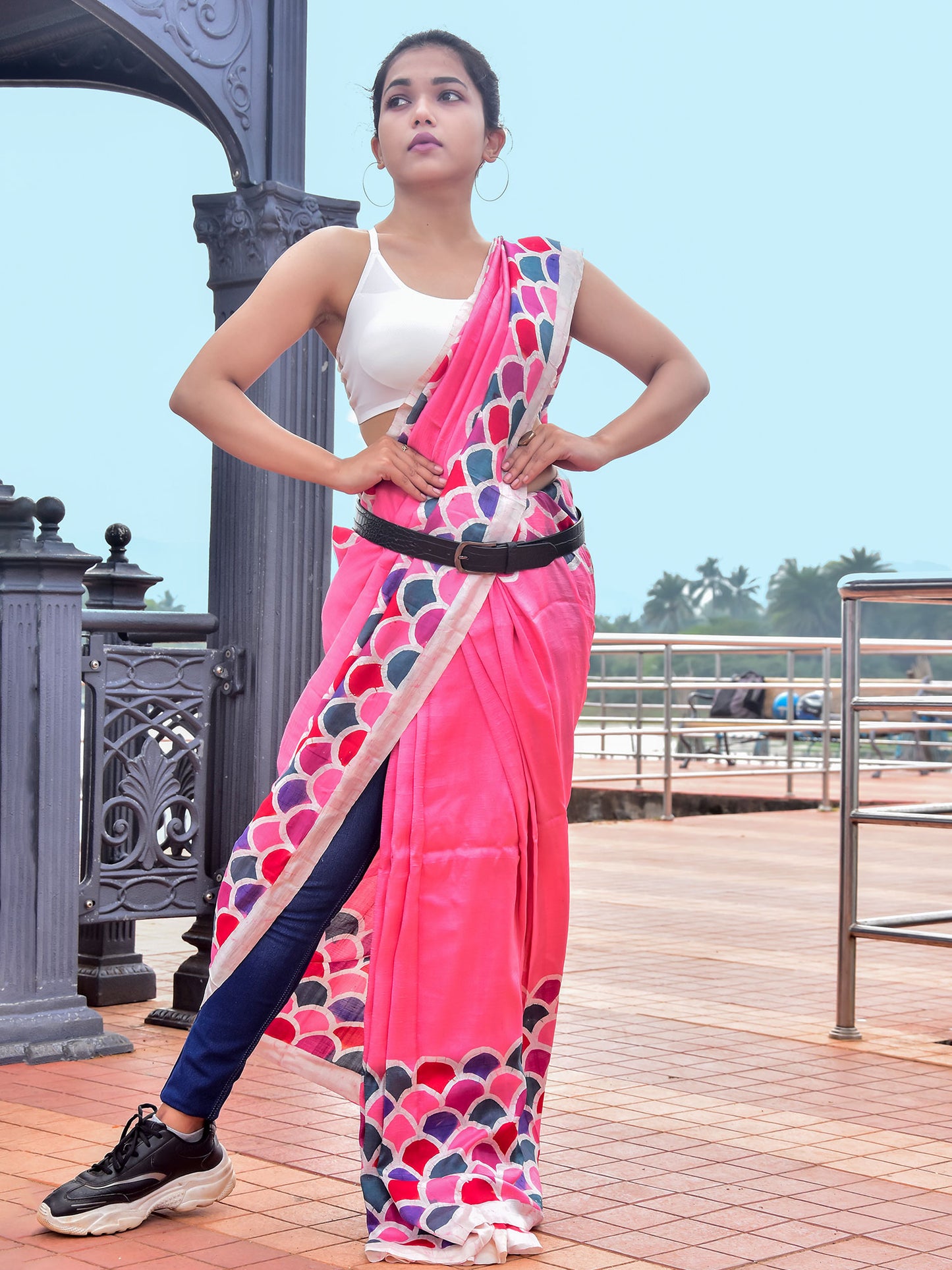 Pink Batik Mulberry Silk Saree