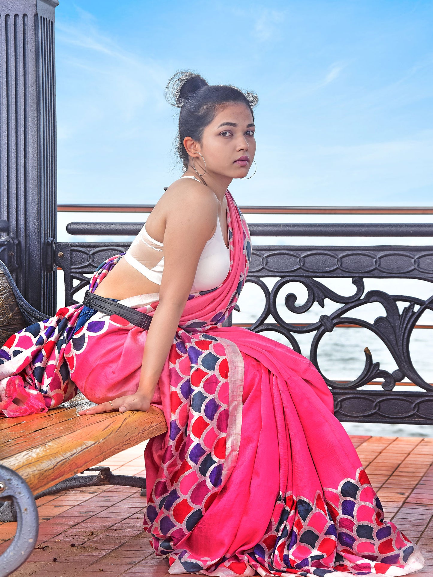 Pink Batik Mulberry Silk Saree