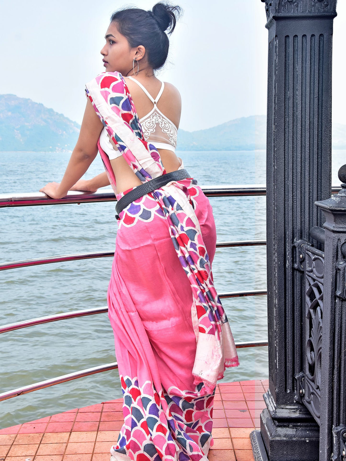 Pink Batik Mulberry Silk Saree