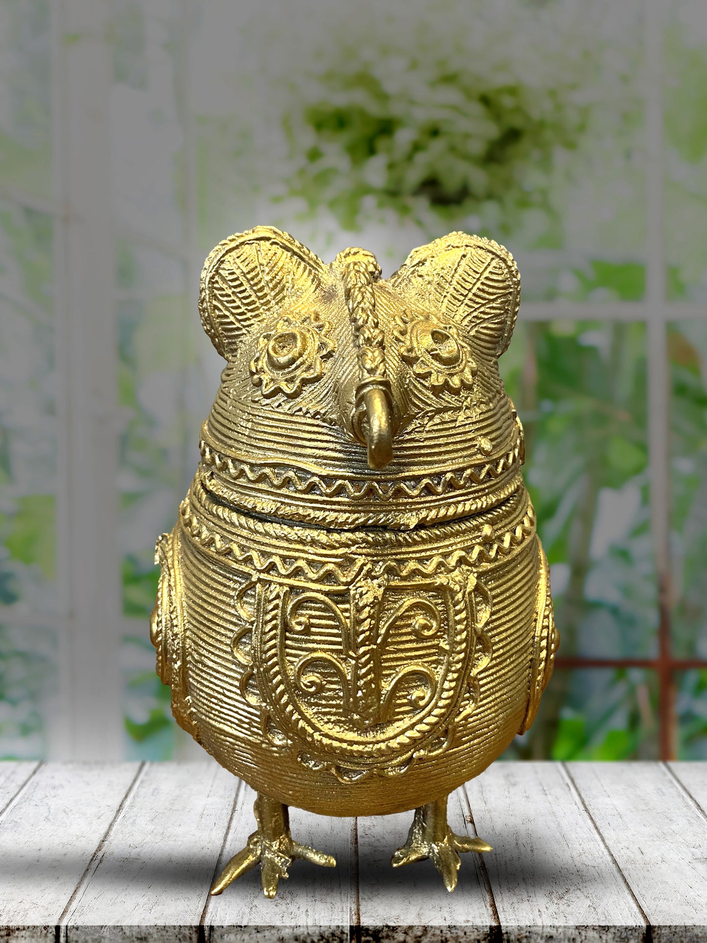 Handcrafted Dokra Owl-Shaped Jewellery Box