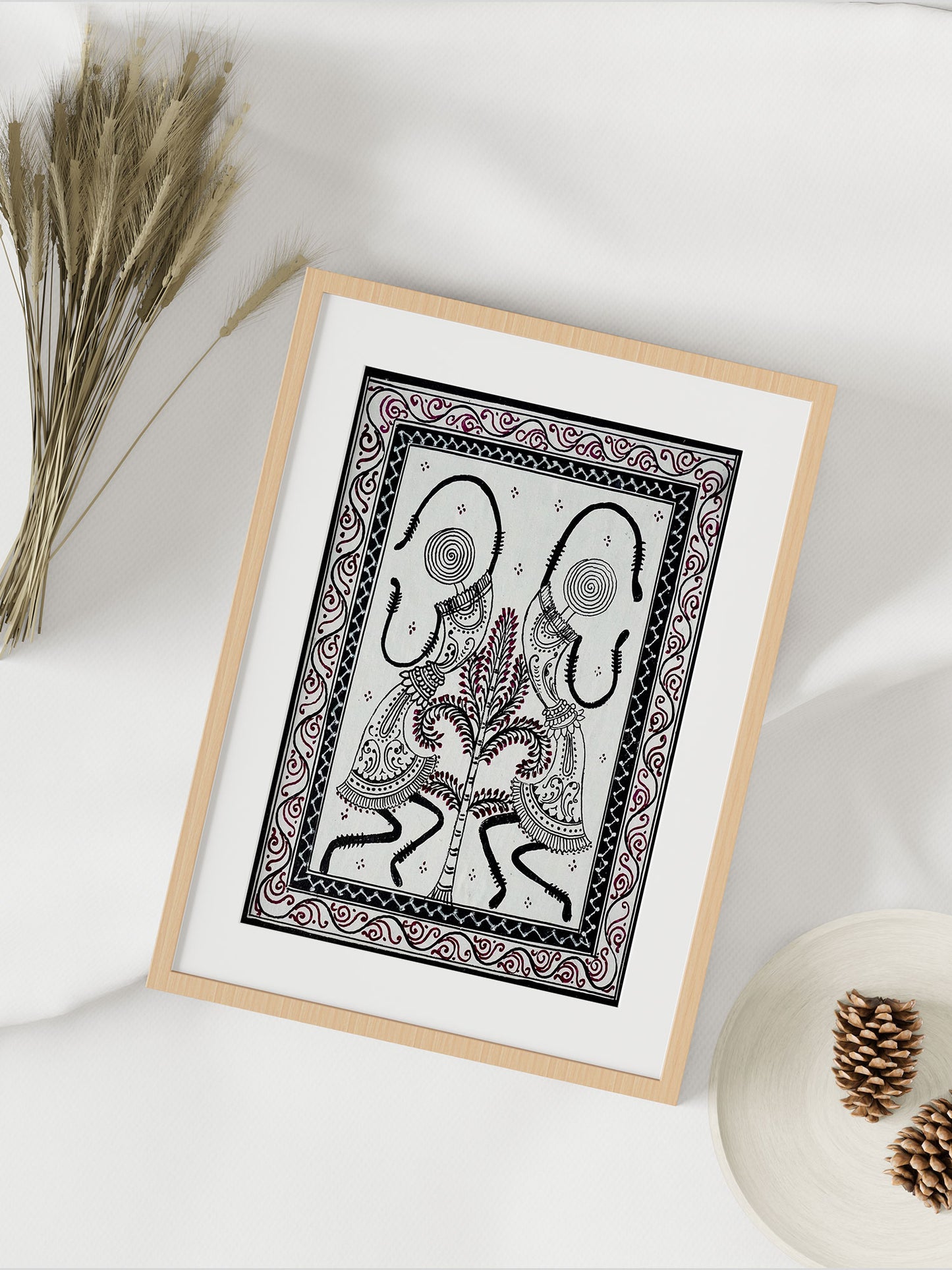 Saura Painting on Handmade Canvas (Dancing Pair)