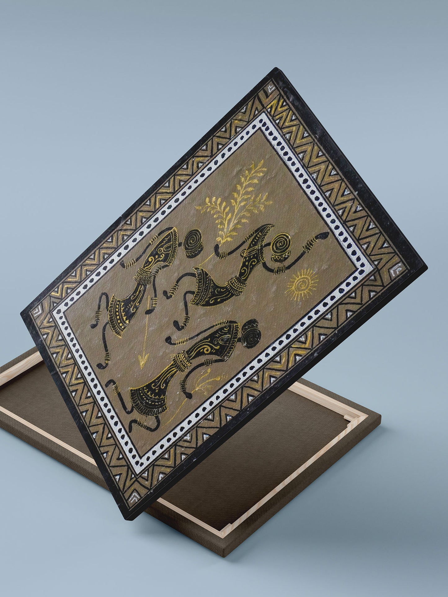 Saura Painting on Handmade Canvas (Tribal Act)