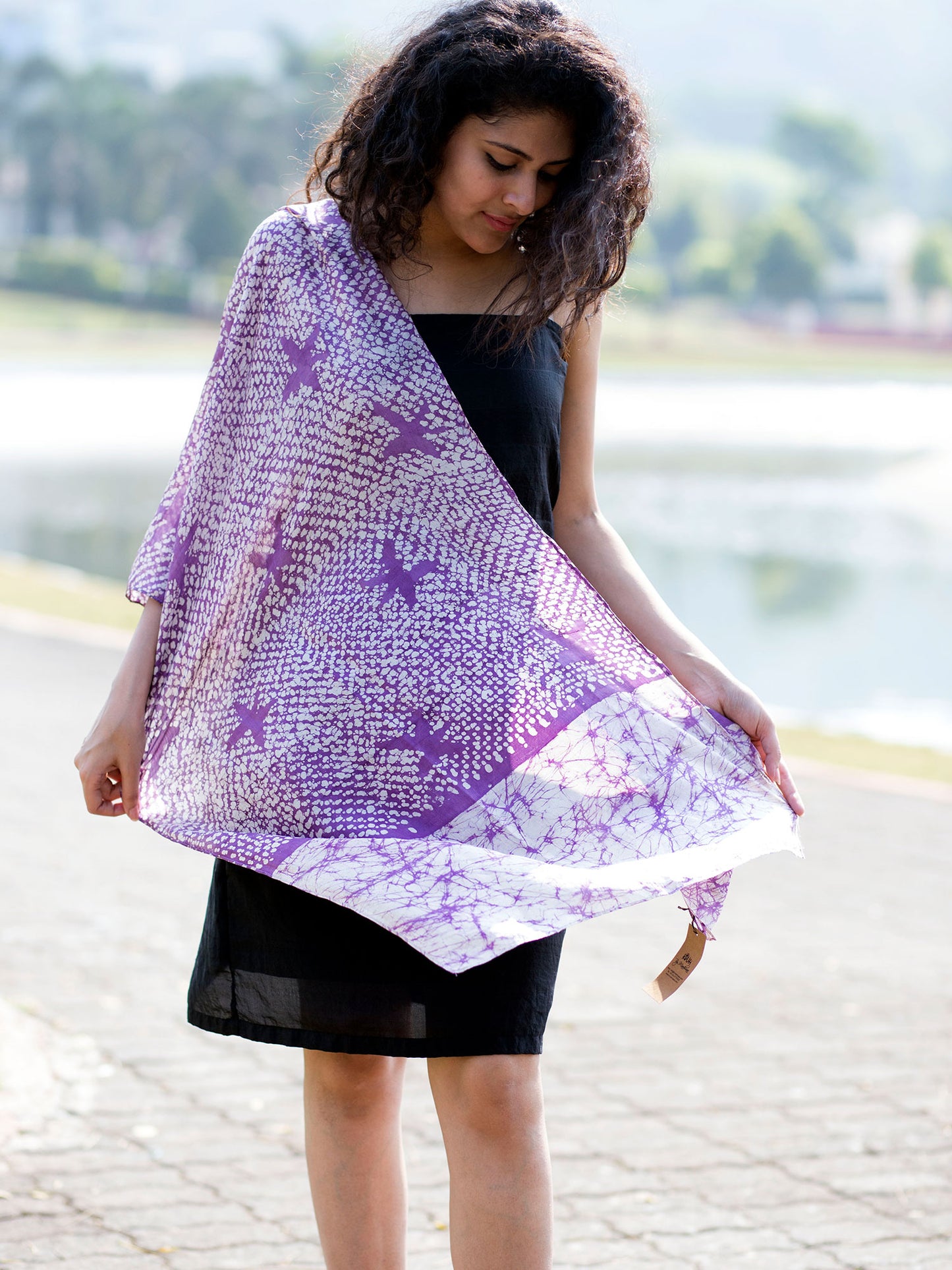 Purple Batik Pure Silk Scarf
