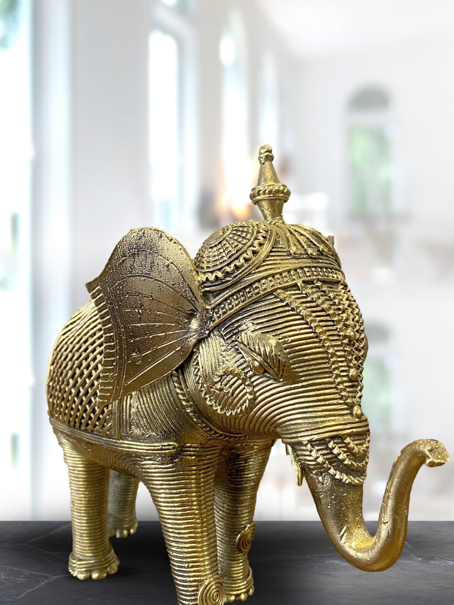 Pair of Handcrafted Dokra Elephants (Large)