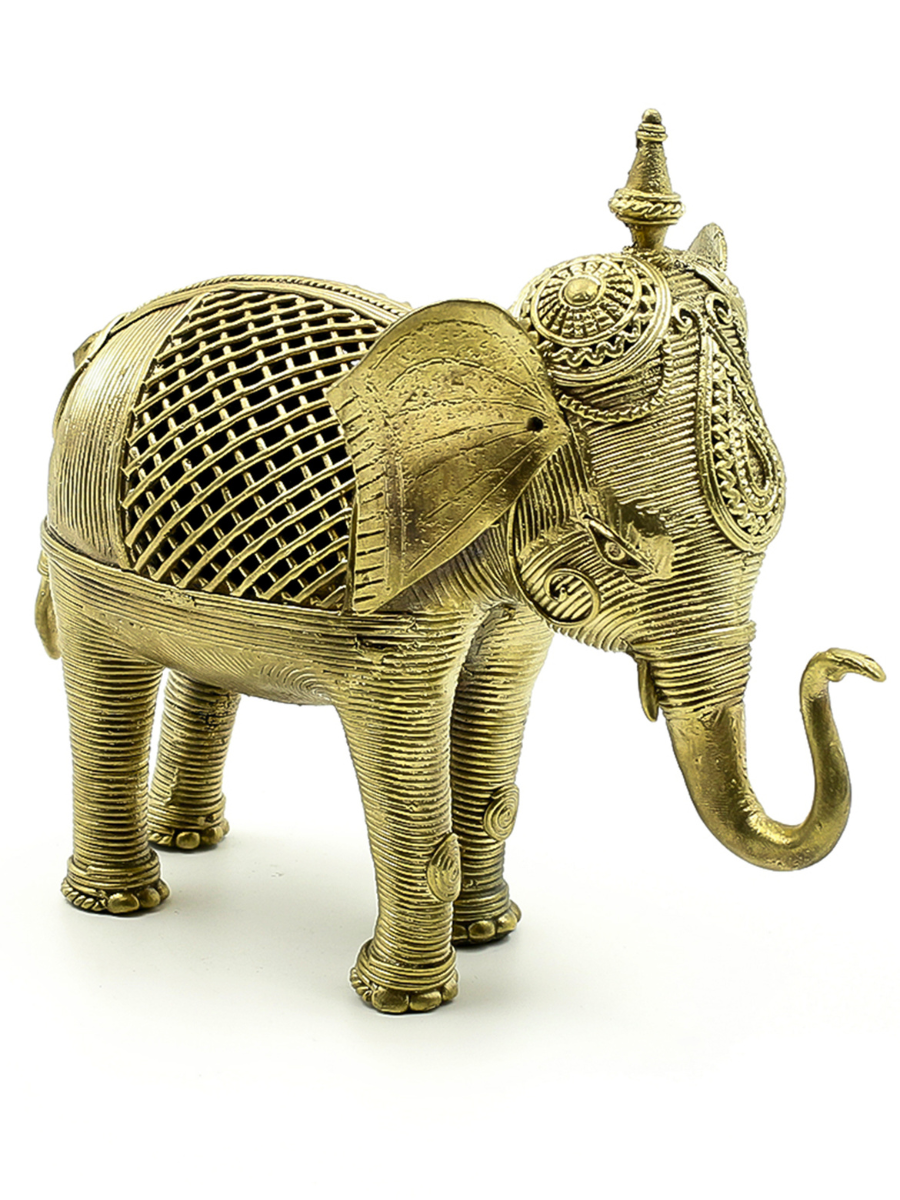 Pair of Handcrafted Dokra Elephants (Large)