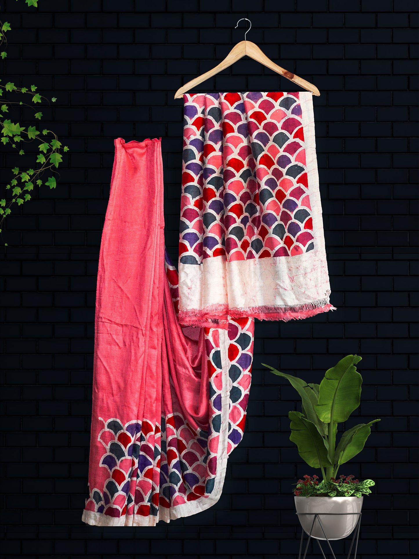 Pink Batik Mulberry Silk Saree